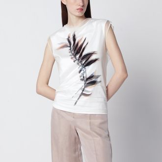 Sportmax White double-layer top in satin and tulle