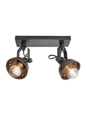 Industville Swivel Spotlight Flush Mount, Double, Pewter in Dark Grey