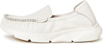 Cesare Gaspari Leren Platform Mocassins Alisa - Wit - Dames - Loafers - Wit - 37 EU - Leer - Schoenen