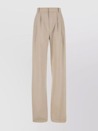 Saint Laurent wool mid-rise pleated wide-leg trousers