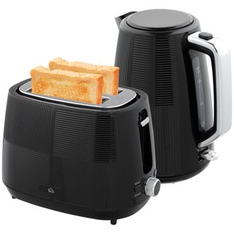 HOMCOM 1.7L Fast Boil Electric Kettle And 2 Slice Water Toaster Set - Black | TJ Hughes