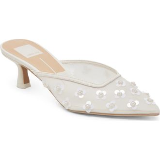 Dolce Vita Clara Pearl Pointed Toe Pump in White Mesh at Nordstrom Rack, Size 10