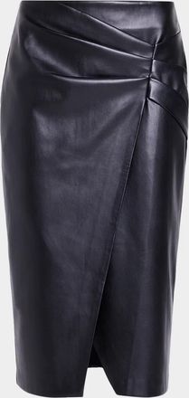 Elie Tahari Amelia Faux-Leather Pleated Midi Skirt