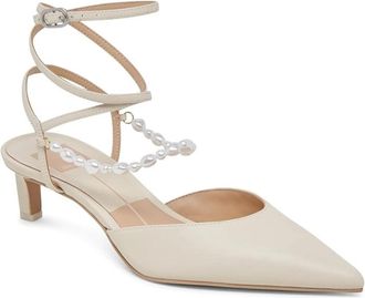 Dolce Vita Loklyn Pump Women Vanilla Leather Pointed Toe Kitten Heel HTAT1089