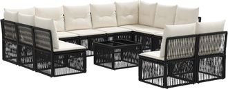vidaXL Conjunto De Sof&aacute;s De Jard&iacute;n 12 Uds. Negro Rat&aacute;n Sint&eacute;tico Vidaxl