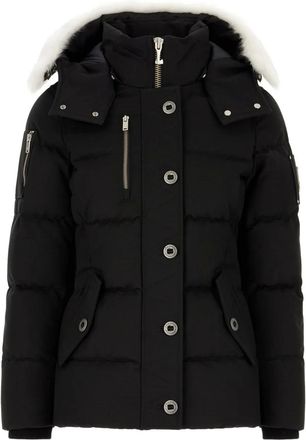 Moose Knuckles zip puffer jacket - women - Nylon/Feather/Recycled Nylon/Sheep Skin/Shearling/Cotton/Duck Down - M - Black