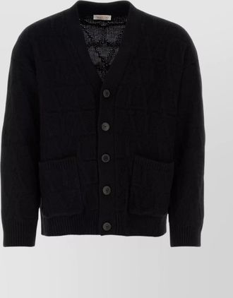 Valentino Garavani textured wool cardigan with embroidered motif