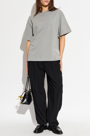 Jil Sander T-shirt With Printed Logo, Womens, Grey