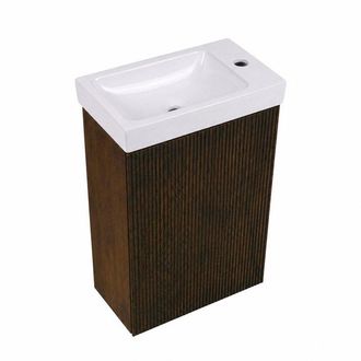 Saniclass Holz Atelier Toiletmeubelset - 40x60.5cm - 1 deur - fontein keramiek - kraangat rechts - eiken charcoal