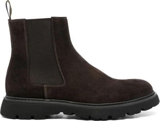Doucal's Bruine Leren Enkellaarsjes - Heren - Chelseaboots - Bruin - 44 EU - Leer - Schoenen
