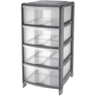 Tontarelli Cassettiera BAMBU4 CASS.Grigio CM.36X34h.80, Grey - Tontarelli