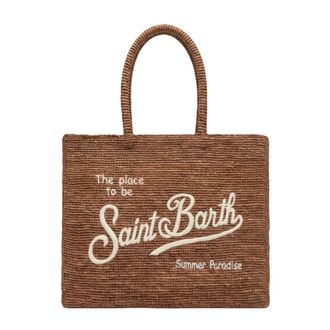 MC2 Saint Barth Tote Bags, female, Brown, Size: ONE SIZE Vanity Border Raffia Shoulder Bag