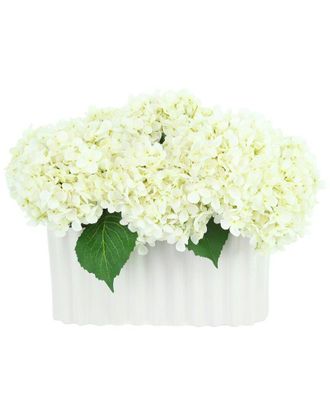 Creative Displays Inc. Handmade Faux Hydrangeas In Pleated Ceramic Vase