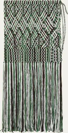 Wales Bonner Java Macrame Fringe Midi Skirt
