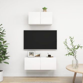 vidaXL Vidaxl - Set Mobili Porta Tv 2 Pz Bianco In Legno Multistrato
