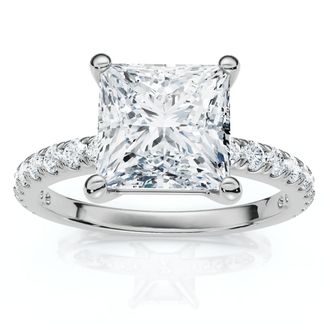 Pompeii3 Certified 2 1/3Ct Princess Cut Diamond Engagement Ring 14k Gold or Pt Lab Grown