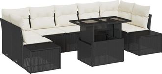 vidaXL Vidaxl - Garden Sofa Set 8 pcs Black and cream 100 x 55 x 73 cm