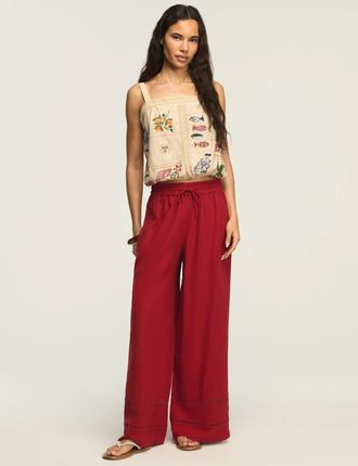 Lucky Brand Womens Linen Lace Trimmed Pant