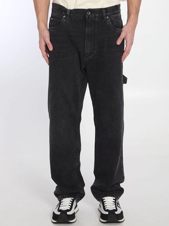 Dolce & Gabbana Mens Over Jeans - Black Cotton - Size EU 46 (Mens)