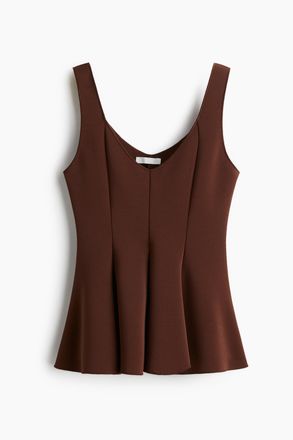 H&M Peplumtop aus Interlock-Jersey - Dunkelbraun