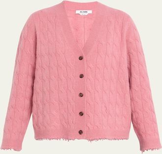 Re/Done Cashmere Cable-Knit Cardigan