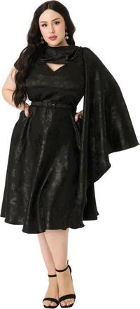 Unique Vintage Plus Size 1940s Sash Swing Dress in Black at Nordstrom, Size 1X