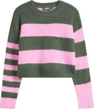 Desigual Stripe Flat Knit Thick Gauge Sweater in Racing Red at Nordstrom Rack, Size X-Large