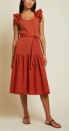 Nation Ltd Everleigh Frilly Dress In Cayenne