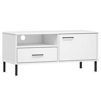 vidaXL Vidaxl - Mueble De Tv Con Patas De Metal Oslo Madera Maciza Pino Blanco