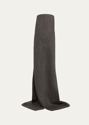 Rick Owens Strapless Melange Wool Column Maxi Dress