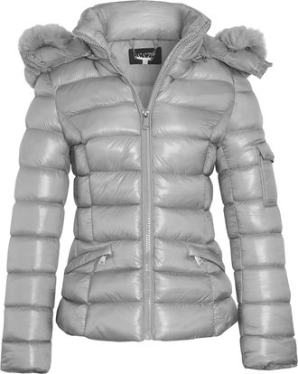 SS7 Womens Shiny Faux Fur Puffer Coat