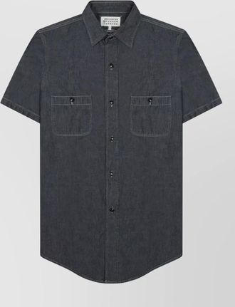 Maison Margiela short sleeve denim shirt button down collar