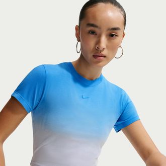 Nike Womens Nike Sportswear Chill Knit Slim Cropped T-Shirt in Blue | II7074-435