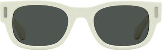 Ferragamo SF2064SE Riveted Acetate Rectangle Sunglasses - Ivory