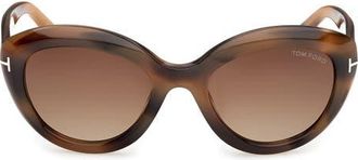 Tom Ford Stacy 53mm Cat Eye Sunglasses in Beige Havana /Brown Lens at Nordstrom