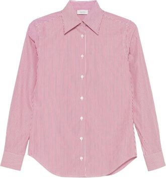 Mazzarelli Shirts, female, Red, M, Pink Pinstripe Button-Up Shirt