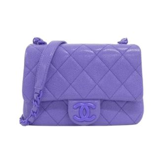 Chanel Pre-owned Caviar Skin Shoulder Bag - Dames - Pre-owned - Paars - Maat: ONE Size Leer