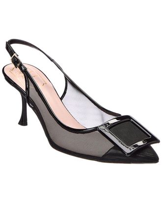 Roger Vivier 80 Patent & Mesh Slingback Pump