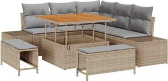 vidaXL Garden Sofa Set with Cushion 8 pcs Beige Poly rattan vidaXL