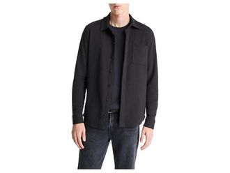 Vince Solid Knit Shirt Mens Clothing Black : SM, Cotton/Elastane/Polyester
