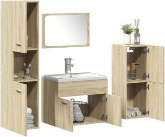 vidaXL Juego De Muebles De Ba&ntilde;o 5 Pzas Madera Ingenier&iacute;a Roble Sonoma Vidaxl