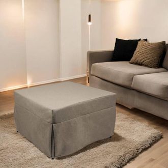 Talamo Italia Dmora Puof Convertible En Lit Simple, Fabriqu&eacute; En Italie, Lit Pliant, Pouf En Tissu Amovible Et Peu Encombrant Pour Le Salon, Cm 78x78 / 195h45, Gris 