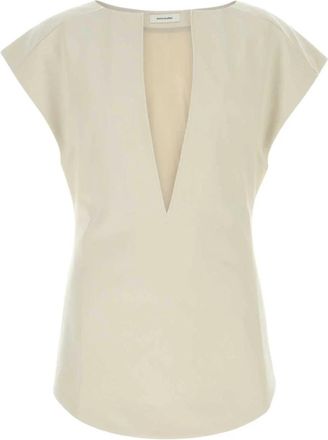 Entire studios Deep Vee Tanktop - Dames - Blouses - Beige - M - Wol - Overhemden
