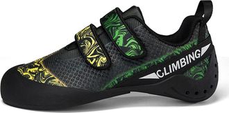 Generic Entry-Level Professional Training Shoes for Men - Anti-Slip Wear-Resistant Bouldering Lightweight Rock Climbing Shoes (Black Green Yellow,9.5)