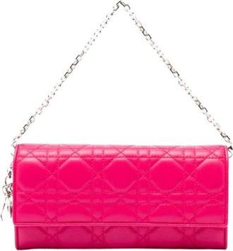 Dior Pre-owned Wallet on Chain - Dames - Vintage Clutch - Roze - ONE Size - Leer - Vintage