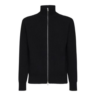 Maison Margiela Cardigans, male, Blue, Size: S Ribbed Zip Cardigan