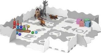 Relaxdays Relaxdays - Puzzle Mat, 4-Piece Play Rug for Babies with an Edge, Symbols Design, Non-Toxic Foam, 60 x 60 cm, White/Grey