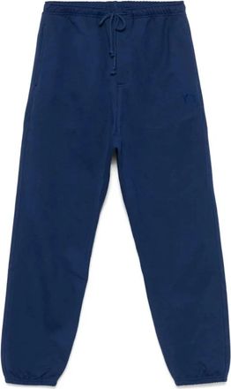 Yohji Yamamoto Donkerblauwe Logo Print Trainingsbroeken - Heren - Sweatpants - Blauw - M - Katoen - Broeken