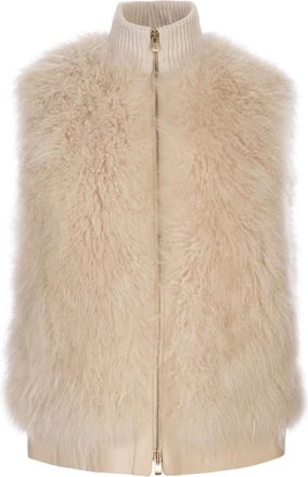 Agnona Brown Cashmere Goat Fur Jumper