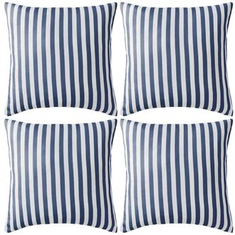 vidaXL Vidaxl - Cojines Para Exterior A Rayas 45x45 Cm Azul Marino 4 Unidades
